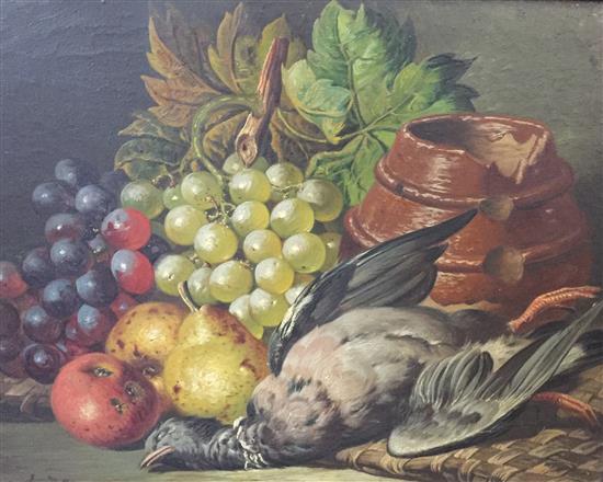 19th Century oil, still life painting by G. Bale dated 1888